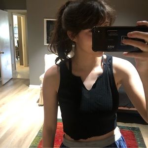 Pacsun black cropped ribbed tank top